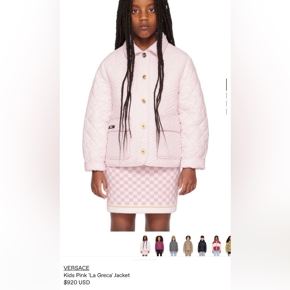 VERSACE Kids Pink 'La Greca' Jacket $920 14y